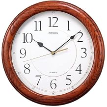 Seiko Wall Clock Quiet Sweep Second Hand Dark Brown Solid Oak Case