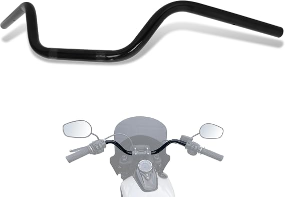 7/8" 22mm High-Rise Drag Bar Cruiser Motorcycle Handlebar | 22mm Black Handlebar fits Harley Honda Yamaha Suzuki Kawasaki Triumph