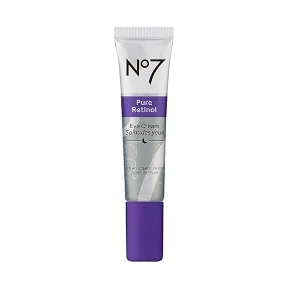 No7 Pure Retinol Under Eye Cream with 0.5% Retinol, 0.5 Oz | For Wrinkles, Fine Lines & Puffiness, Shea Butter, Smooths & Hydrates Skin