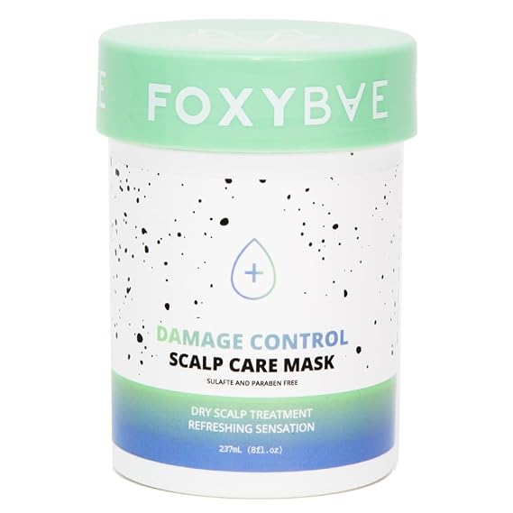 FoxyBae Dry Scalp Treatment Mask - with Tea Tree Oil - Conditions, Exfoliates, Smoothes, Adds Shine, Nourishes - Damage Control - 8 Fl Oz