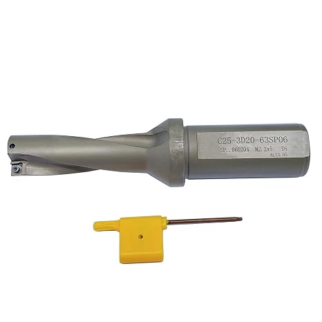 GBJ 20mm/0.787" Drilling Size C25-20-3D for SPMG060204 Turning Inserts 25mm Shank Indexable U Drill Inserts Holder Fast Water Jet Drill Violent Drill SPMG Series (20-3D-C25-SP06)