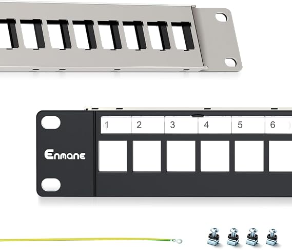 24 Port Patch Panel Blank Keystone Patch Panel 1U 19" for Rackmount & Wall Mount STP&UTP