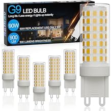 Ralbay 6-Pack Dimmable G9 LED Bulbs 9W 3000K Warm White, 900LM Ultra Bright Creates Cozy Warm Glow, Wide Dimmer Compatible for Bedroom Living Room Lamp
