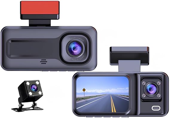 Hasuba 3 Kameralı Araç İçi Kamera Seti-1080P Full HD,170° Geniş Açı Ön,120° Kabin İç Kamera,Gece Görüşlü Su Geçirmez Arka Park Kamerası,Döngüsel Kayıt Ve G-Sensor Destekli 360-2