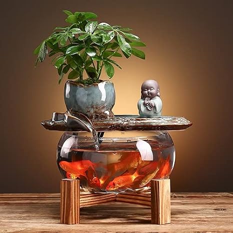 Fish Tank Office Decoration Aquarium Box Decoration Aquarium Fish Tank Small Fish Tank Circulating Ecological Landscape Decoration Fish Aquarium Bowls (Color : 2) (4)