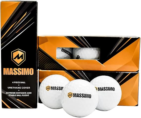Massimo Motor Golf Dozen, 12 Balls, 4 Layer Construction, Titanium Infused Power Core High Spin, Stable Flight & Extreme Distance, Soft Urethane Outer Layer for Max Control