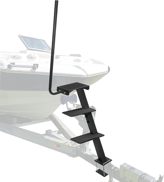 Boat Trailer Step, 3 Steps Ladder for Trailer Tongue with Handrail