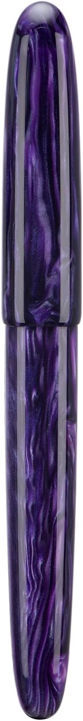 Asvine C80 Fountain Pen #8 Stub 1.1mm Nib Large Handcraft Calligraphy Art Drawing Pen with Converter Pen Case Collection Set (Purple Ripple)
