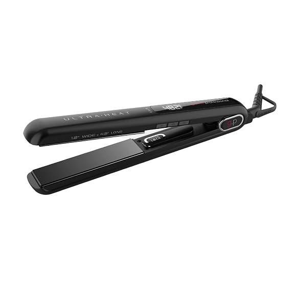 GA.MA Italy Professional G-EVO Silk Chrome Titanium Flat Iron, 1.2", Black