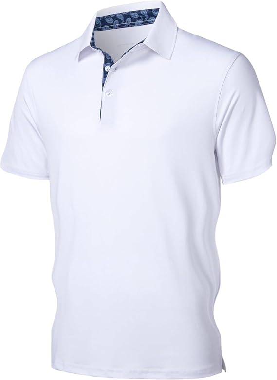 Cotton Polo Shirts for Men Breathable and Lightweight Quick Dry 3 Button Ribbed Collar Comfortable Short Sleeve Golf Shirt Moisture Wicking Performance Tennis T-Shirt Summer Work Tee Top Tshirt