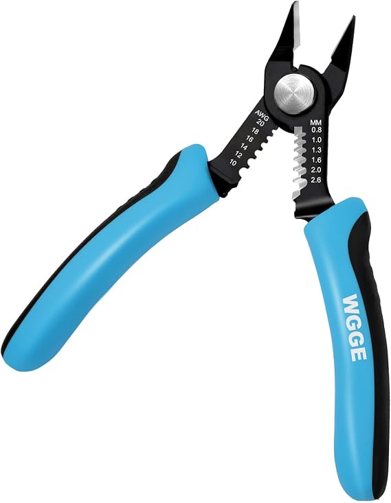 WGGE Precision Flush Wire Cutter and Stripper, 10-20 AWG, 6-Inch