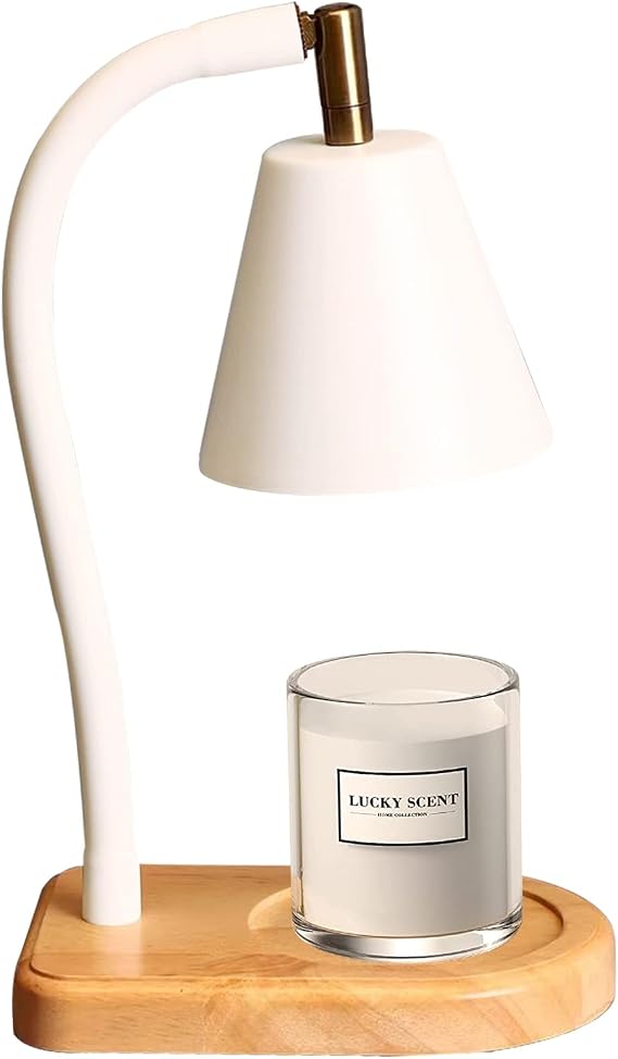 Candle Warmer Lamp Dimmable Electric Candle Wax Warmer Lamp Height Adjustable Melting Candle Lamp with 2 Bulbs, Compatible with Small & Large Candle, Candle Holders for Home Decor (White)