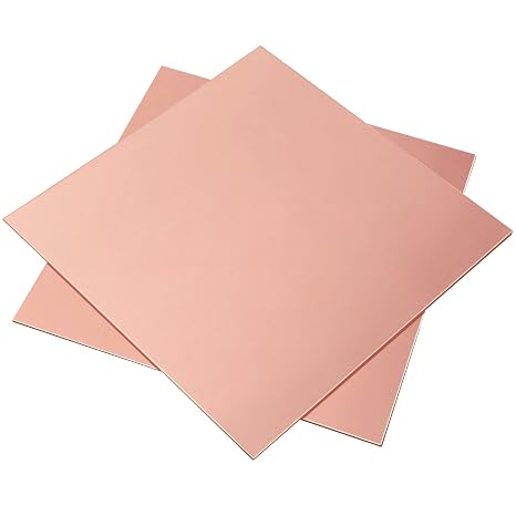 2 Pieces 99.9% Pure Copper Sheet, 4" x 4", 24 Gauge(0.5mm) Thickness, Film Attached Copper Plate, Great for Jewelry, Crafts, modelers