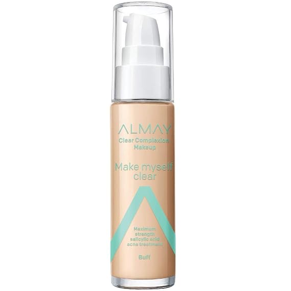 Almay Foundation, Acne Face Makeup with Salicylic Acid, Face Makeup with Skincare Ingredients, Matte Finish, Hypoallergenic, Cruelty Free, Dermatologist Tested Foundation, 200 Buff, 1 Oz