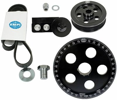 Serpentine Belt Pulley System,Black Anodized for Type 1 VW, Compatible with Dune Buggy