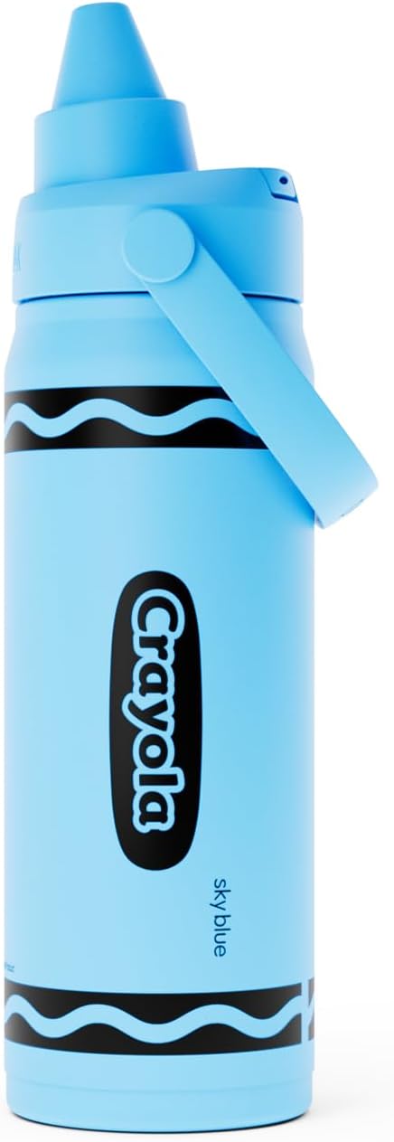 CamelBak Crayola Chug Stainless Steel Water Bottle 16oz, Sky Blue | Vacuum Insulated Steel, Spill Resistant Chug Lid, Durable Stainless Steel, Protective Silicone Base, Easy Carry Design
