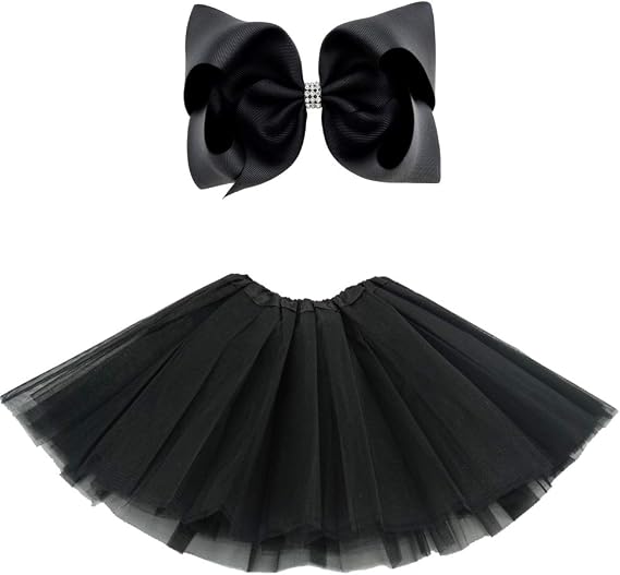BGFKS 5 Layered Tulle Tutu Skirt for Girls with Hairbow, Ballet Dressing Up Kid Tutu Skirt