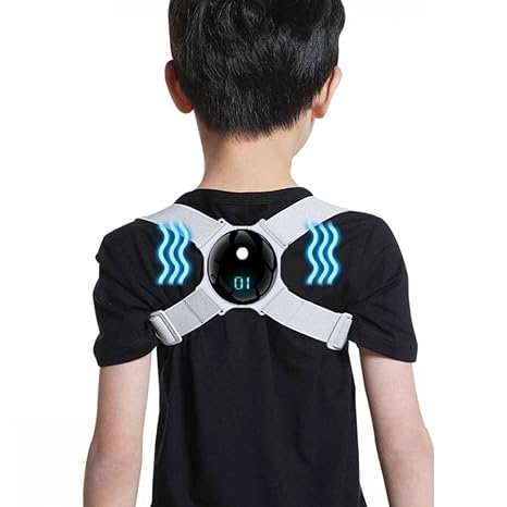 Correction braces Posture Corrector Kids with Smart Sensor Vibration Reminder Posture Brace Trainer Straightener to Improve Slouch,Thoracic Kyphosis Adjust Posture (Color : Gray)