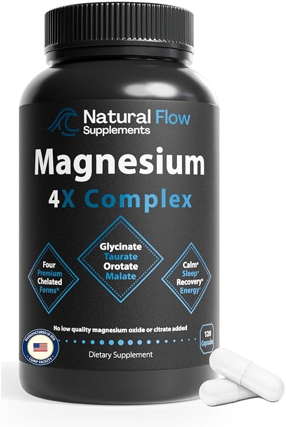 Natural Flow Magnesium 4X Complex 200 mg Elemental, 120 Capsules