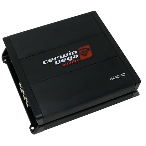 Cerwin Vega 440W RMS 4 Channel Full Range Class D Digital Amplifier, Car Audio System with High-Efficiency, Selectable Crossovers, and Enhanced Sound Quality for Car Speakers - H440.4D