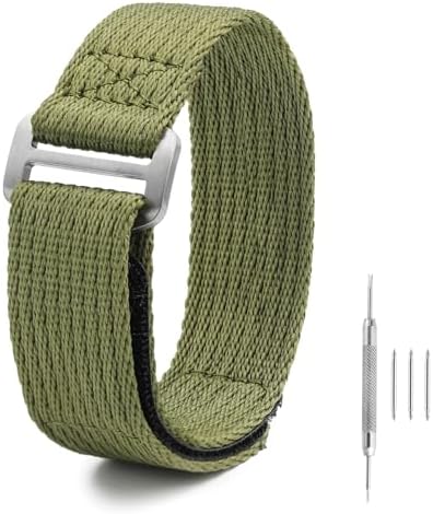 watchdives Nylon Watch Band 20mm 22mm Replacement Watch Straps with Hook and Loop Fasteners Sport Watchband Fit for 6.3-7.1in Wrist (Green, 20mm-Medium)