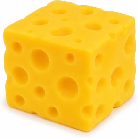 Big Cheese Squishy Toy, 4 Inch Slow-Rise Squishy Cheese Cube, Squeezable Fidget Sensory Toy, Funny Stress Relief Desk Toy for Kids and Adults, Yellow, 1 Pack
