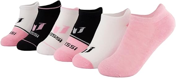 Messi Girls' Lifestyle No-Show Socks, 6-Pack, Soft & Stretchy, Comfortable