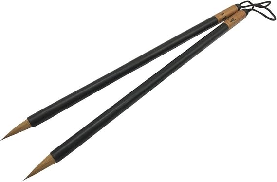 Easyou Chinese Calligraphy Brush for Small Characters Copying Heart Sutra Made of Weasel Hairs 2pcs/pack