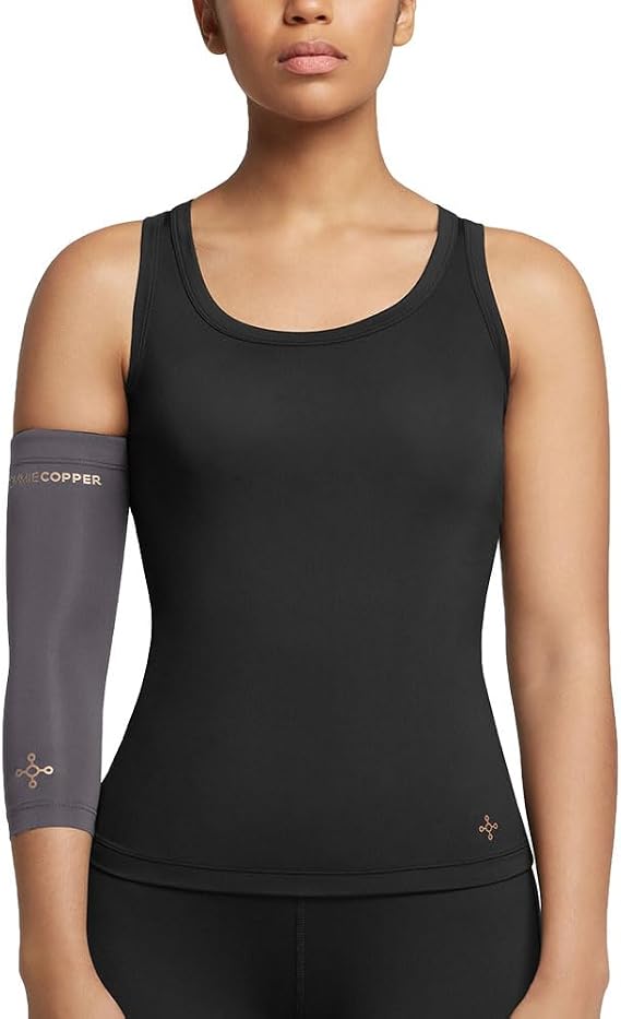 Tommie Copper Elbow Compression Sleeve For Tennis, Golfer's Elbow, Adjustable, Breathable Copper Elbow Brace, Slate Grey, Medium