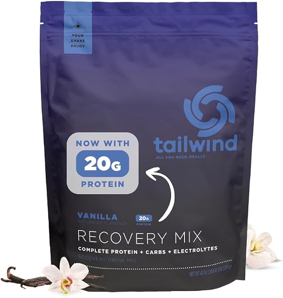 Tailwind Nutrition Recovery Mix, Vanilla, 20-Serving Bag | Post-workout drink mix with 20 grams complete protein, carbohydrates, and electrolytes, vegan, free of gluten, soy, and dairy