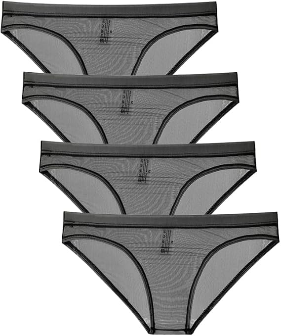 Men's Mesh No Pouch Slim Fit Bikini Briefs Underwear Breathable Triangle Briefs Underwear