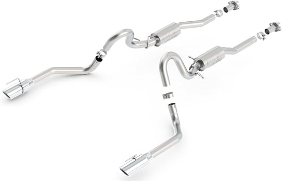 BORLA 140458 Cat-Back Performance Exhaust System for 1999-2004 Ford Mustang GT 4.6L V8 & Mach 1 4.6L V8 T-304 Stainless Steel ATAK Sound Dual Split Rear Exit Single 4" Round Chrome Tips On Each Side