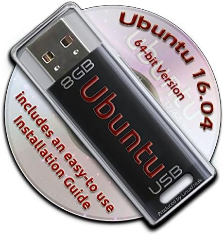 Ubuntu Linux 16.04 Bootable 8GB USB Flash Drive - 64-bit Version