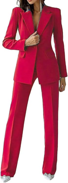 Women's Suit 2 Piece Formal Office Blazer Jacket One Button Suit Set Trouser Suits Work Smart Suit Jacket and Trouser