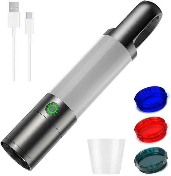 Zoomable Led Flashlight with COB Sidelight with Magnetic Hook,Rechargeable EDC Small Lantern Flashlight,Waterproof,Tactical Portable Handheld Torch for Camping,Hiking,Emergency,Home Use(Grey)