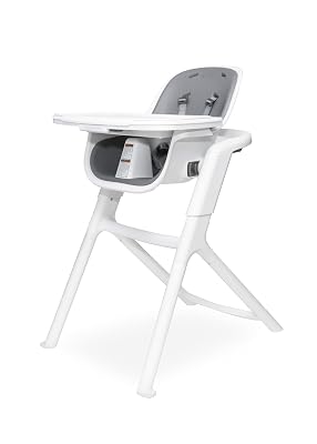 4moms Connect High Chair, One-Handed Magnetic Tray Attachment, WhiteGrey