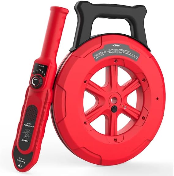 Pip Iron Pipe Blockage Detector Diagnostic-Tool Scanner Pipeline Blocking Clogging Plumbers Instrument for PVC Plastic Metal Water Pipes,30m