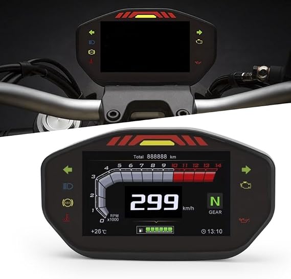 Speedometer Odometer Universal Motorcycle TFT Digital Speedometer 14000RPM 6 Gear Backlit Motorcycle Odometer for 1 2 4 Cylinder