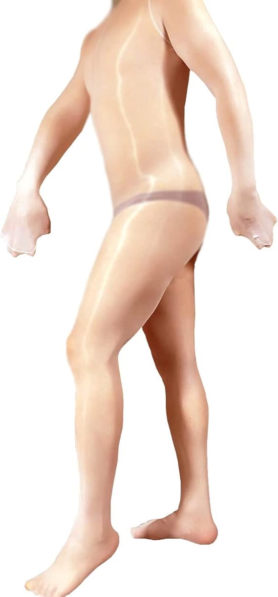 LESOYA Women Men Plus Size 8D Oil Shiny Full Bodystocking Back with Double Lines Glossy Bodysuit Catsuit with Gloves