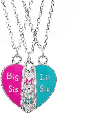 Mother 2 Daughter Necklace Set, Birthday Gift for Mom & Sisters, Unisex, Stainless Steel, Heart-Shaped Pearl, Classic Modern Style