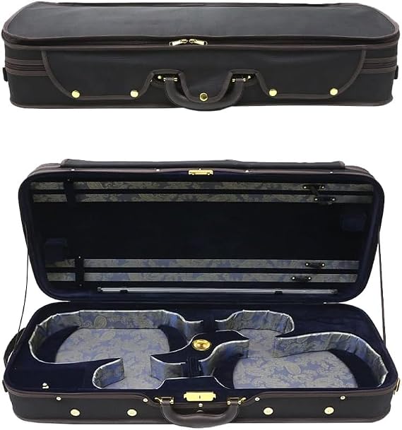 yinfente Double Violin Case 4/4 Full Size Oblong Violin Bags & Cases Four Bow Holder Adjustable Backstrap Handle