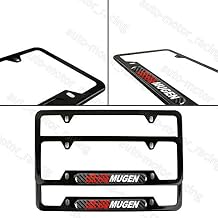 JDM Real Carbon Fiber Emblem Mugen Black Stainless Steel License Plate Frame x2