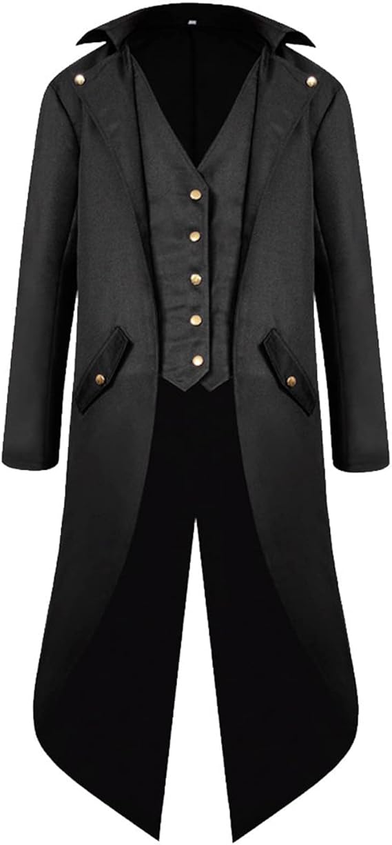 Gothden Men's Vintage Tailcoat Jacket Gothic Victorian Coat Uniform Halloween Costume