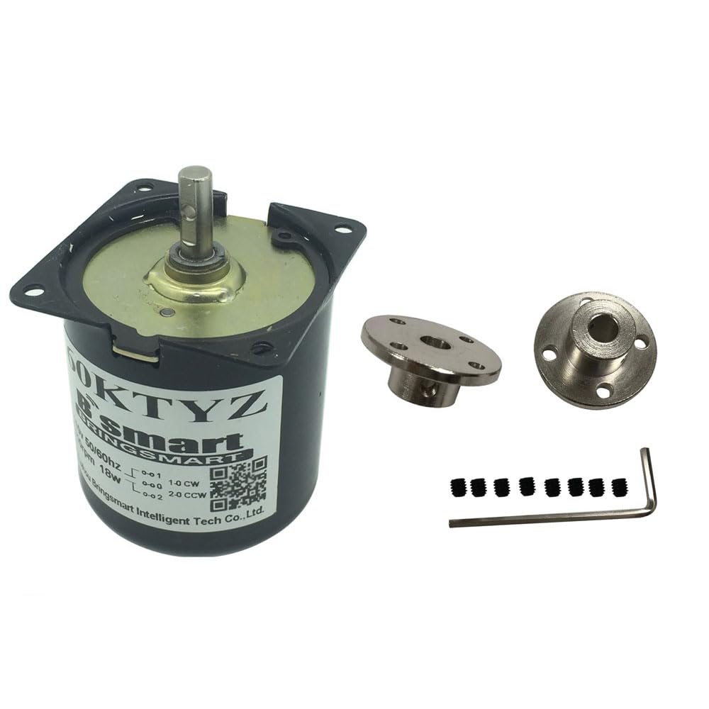 Bringsmart 60ktyz 2.5rpm 110V AC Motor Low Speed Mini Gearbox Electric Motor with 7MM Flange Couplings Barbecue High Torque 110V Geared Motor Synchronous Reduction Reversible 60KTYZ