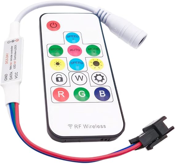 DC5-24V 4Pin Led Controller Mini 17Key RF Wireless Remote Effect for WS2813 WS2815 Individually Addressable Strip Lights