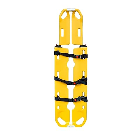 LINE2design Scoop Stretcher - EMS Medical Folding Stretcher 400lb Load Capacity Emergency Portable Travel Size Patient Transport Adjustable Lightweight Immobilization Board - Yellow