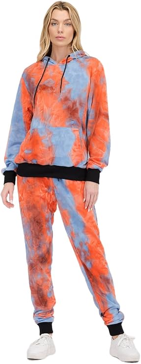 WEIV GEAR Women's Active Sweatsuits Tie Dye Print 2 Piece Set Outfit Tracksuit Casual Pullover Tops and Sweatpants Joggers