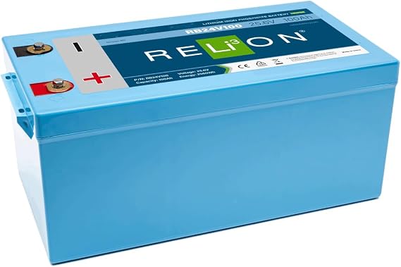 RELiON RB24V100 Lithium Deep Cycle Battery LiFePO4-24V, 100Ah, M8 x 1.25 Terminal