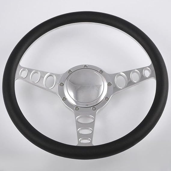 14'' Billet Orbiter Half Wrap Steering Wheel with 9 Bolts 2'' Dish and Horn Button
