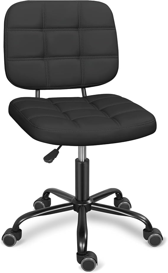 Swivel Desk Chair adjustable Office Chair on wheels Black(33.9"x21.7") | Leader Accessories study chair without arms with small back support swivel stool for comfortable small home office space